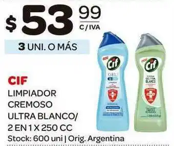 Carrefour Maxi Cif Limpiador Cremoso Ultra Blanco 2 En 1 250cc oferta