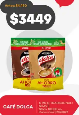 Supermercados Tadicor CAFÉ DOLCA X 170 G TRADICIONAL/ SUAVE oferta