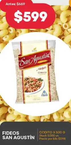 Supermercados Tadicor FIDEOS SAN AGUSTÍN CODITO X 500 G oferta