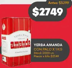 Supermercados Tadicor YERBA AMANDA CON PALO X 1KG oferta