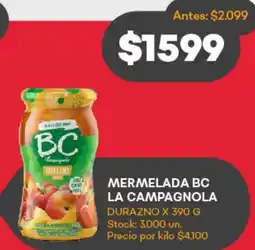 Supermercados Tadicor MERMELADA BC LA CAMPAGNOLA DURAZNO X 390 G oferta