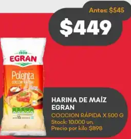 Supermercados Tadicor HARINA DE MAÍZ EGRAN COCCION RÁPIDA X 500 G oferta