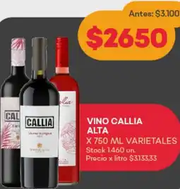 Supermercados Tadicor VINO CALLIA ALTA X 750 ML VARIETALES oferta