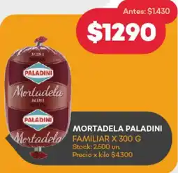 Supermercados Tadicor MORTADELA PALADINI FAMILIAR X 300 G oferta