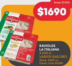 Supermercados Tadicor RAVIOLES LA ITALIANA X 500 G oferta