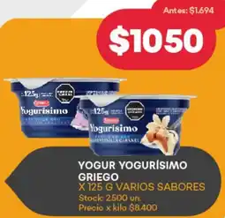 Supermercados Tadicor YOGUR YOGURÍSIMO GRIEGO X 125 G VARIOS SABORES oferta