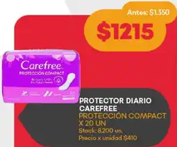 Supermercados Tadicor PROTECTOR DIARIO CAREFREE PROTECCIÓN COMPACT X 20 UN oferta
