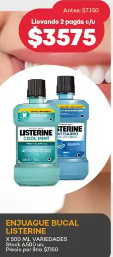 Supermercados Tadicor ENJUAGUE BUCAL LISTERINE X 500 ML VARIEDADES oferta