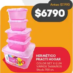 Supermercados Tadicor HERMÉTICO PRACTI HOGAR COLOR SET X 5 UN VARIOS TAMAÑOS oferta