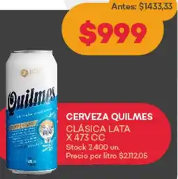 Supermercados Tadicor CERVEZA QUILMES CLÁSICA LATA X 473 CC oferta