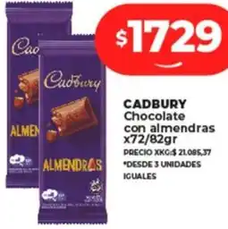 Supermayorista Vital CADBURY Chocolate con almendras x72/82gr oferta