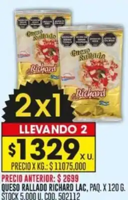 Coto QUESO RALLADO RICHARD LAC, PAQ. X 120 G oferta