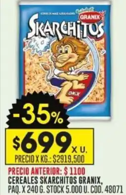 Coto CEREALES SKARCHITOS GRANIX, PAQ. X 240 G oferta