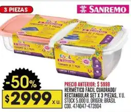Coto HERMÉTICO FÁCIL CUADRADO/ RECTANGULAR SET X 3 PIEZAS, XU. oferta