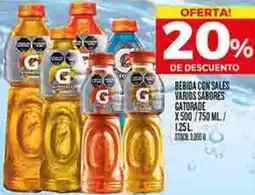 Supermercados DIA BEBIDA CON SALES VARIOS SABORES GATORADE 125L oferta
