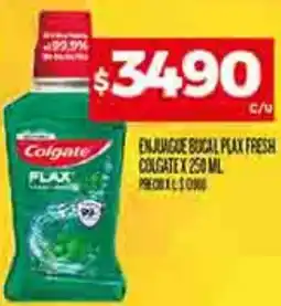 Supermercados DIA ENJUAGUE BUCAL PLAX FRESH COLGATEX 250ML oferta
