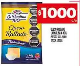 Supermercados DIA Queso Rallado La Paulina X 40G oferta