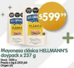 Supermercados Buenos Días Mayonesa clásica HELLMANN'S doypack x 237g oferta