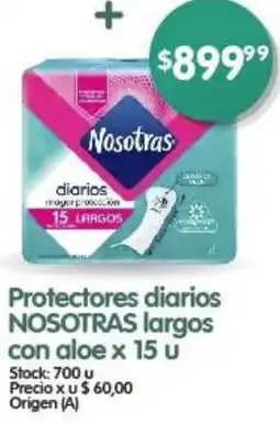 Supermercados Buenos Días Protectores diarios NOSOTRAS largos con aloe x 15 u oferta