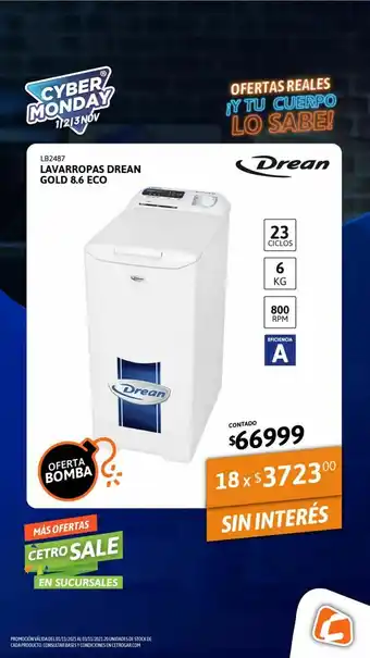 Cetrogar Lavarropas drean gold 8.6 eco + 6kg oferta