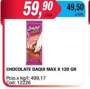 Maxiconsumo Chocolate Daqui Max 120gr oferta