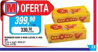 Maxiconsumo Bombon Bon O Bon Leche 450gr oferta