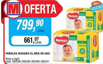 Maxiconsumo Pañales Huggies Cl.mes De Uso oferta