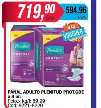 Maxiconsumo Pañal Adulto Plenitud Prot.gde 8un oferta