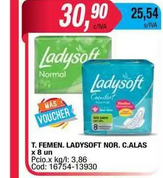 Maxiconsumo T. Femen. Ladysoft Nor. C.alas x 8un oferta