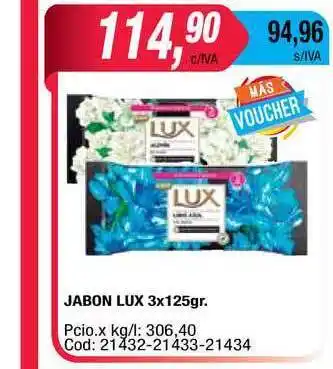 Maxiconsumo Jabon Lux 3x125grs oferta