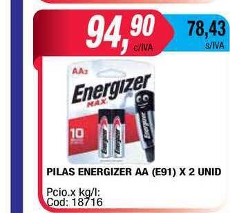 Maxiconsumo Pilas Energizer Aa E91 oferta