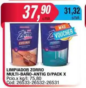 Maxiconsumo Limpiador Zorro Multi Baño Antig D Pack x oferta