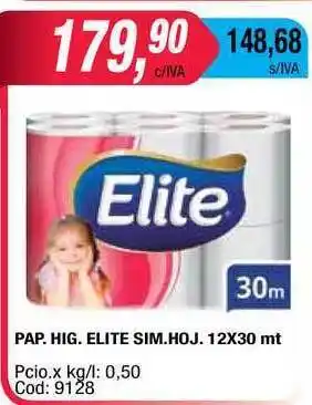 Maxiconsumo Pap. Hig. Elite Sim. Hoj. 12x30mt oferta