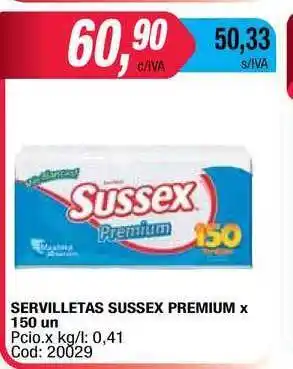 Maxiconsumo Servilletas Sussex Premium x 150un oferta