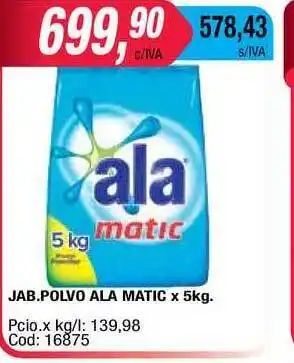 Maxiconsumo Ala Jab. Polvo Matic x 5kg oferta