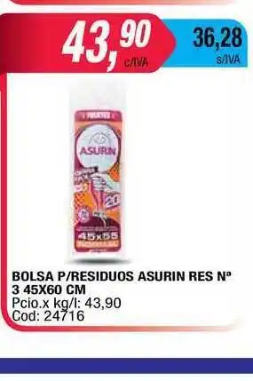 Maxiconsumo Bolsa P Residuos Asurin Res N 3 45x60cm oferta