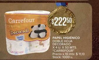 Carrefour Carrefour Papel Higiénico Doble Hoja Decorado x 4u. x 50Mts oferta