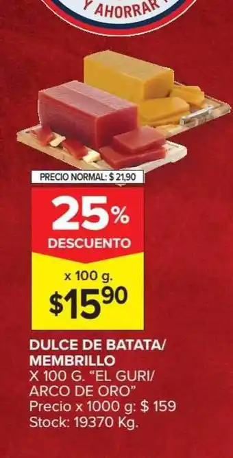 Carrefour Dulce De Batata Membrillo El Guri Arco De Oro 100g oferta