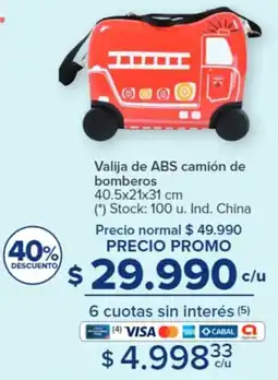 Carrefour Valija de ABS camión de bomberos 40.5x21x31cm oferta