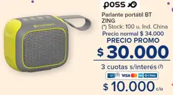 Carrefour Poss Parlante portátil BT ZING oferta