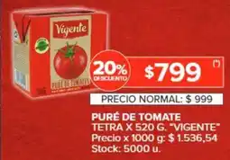 Carrefour VIGENTE PURE DE TOMATE 520G oferta
