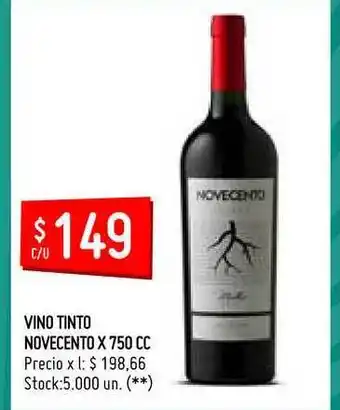 Walmart Vino Tinto Novecento x 750cc oferta