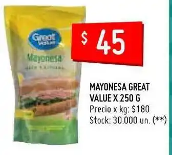 Walmart Mayonese Great Value x 250g oferta