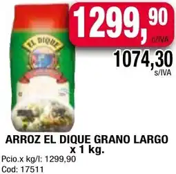 Maxiconsumo ARROZ EL DIQUE GRANO LARGO X 1KG oferta