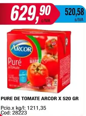Maxiconsumo PURE DE TOMATE ARCOR X 520 GR oferta