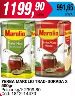 Maxiconsumo YERBA MAROLIO TRAD-DORADA X 500gr oferta