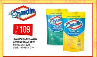 Walmart Toallitas Desinfectantes Ayudin Doypack x 35 un oferta
