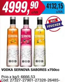 Maxiconsumo VODKA SERNOVA SABORES X 750cc oferta