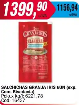 Maxiconsumo SALCHICHAS GRANJA IRIS 6UN oferta