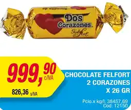 Maxiconsumo CHOCOLATE FELFORT 2 CORAZONES X 26 GR oferta